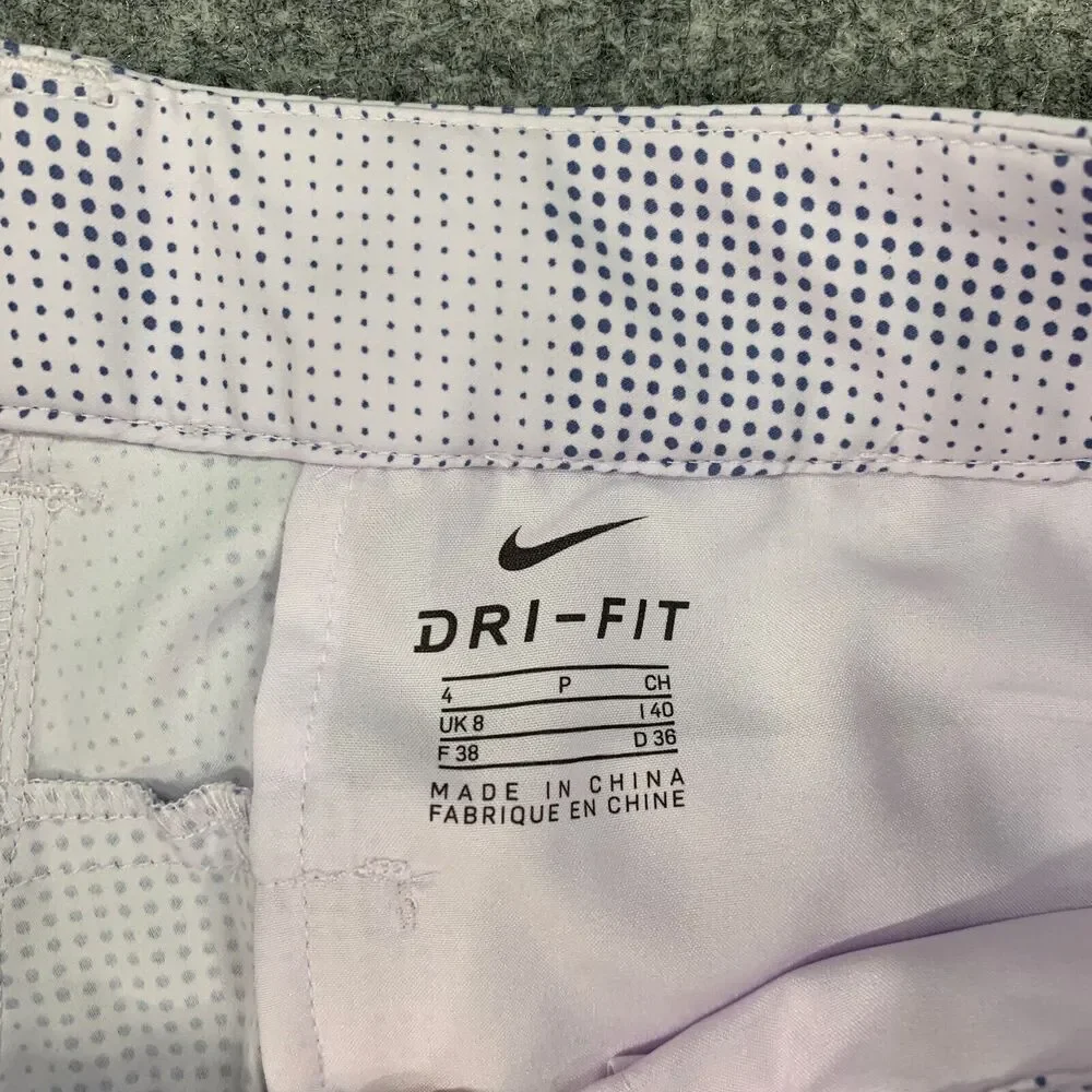 Nike Shorts Womens 4 Purple Dri Fit Dot Print Performance Flex Zip Fly Pockets